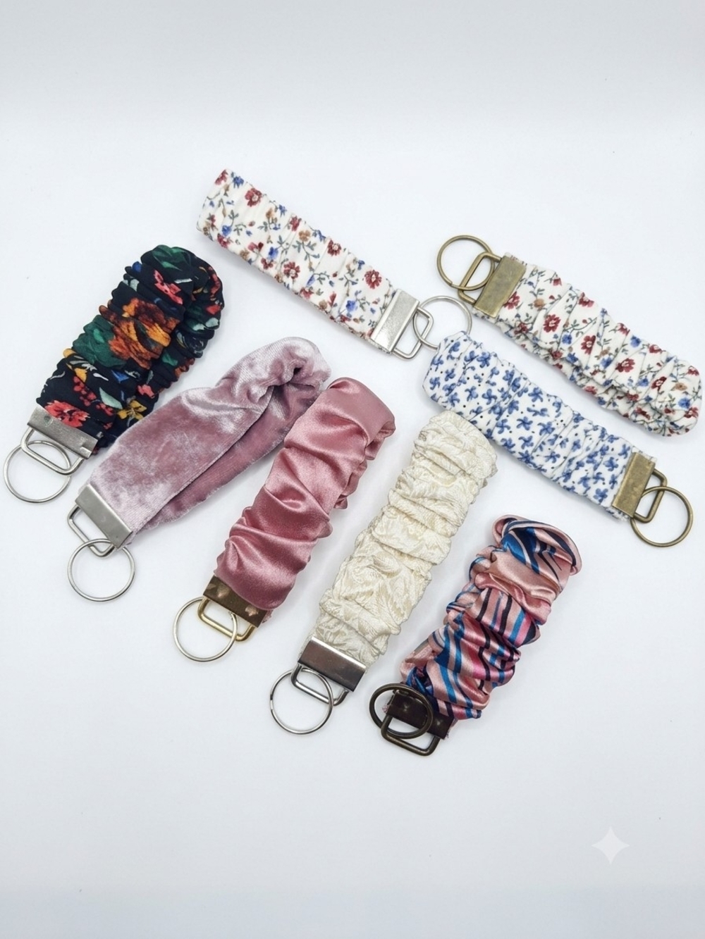 [[Handmade]] Floral and Satin Scrunchie Key Wristlets